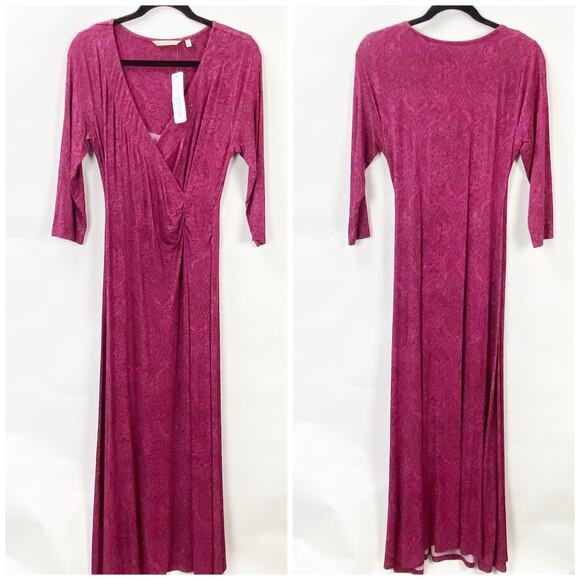 Soft Surroundings Hyannis Maxi Dress NWT Ruched Side Wrap Multi Women's Small - Picture 3 of 12